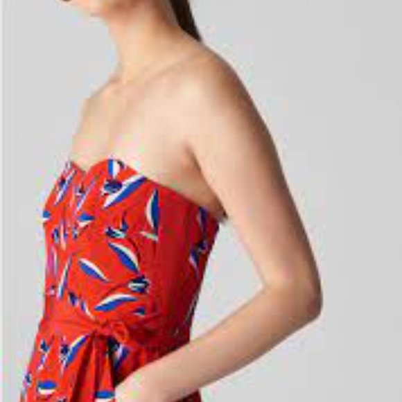 Whistles Lyza Pure Silk Tulip Print Jumpsuit, Red/Multi - Picture 2 of 9